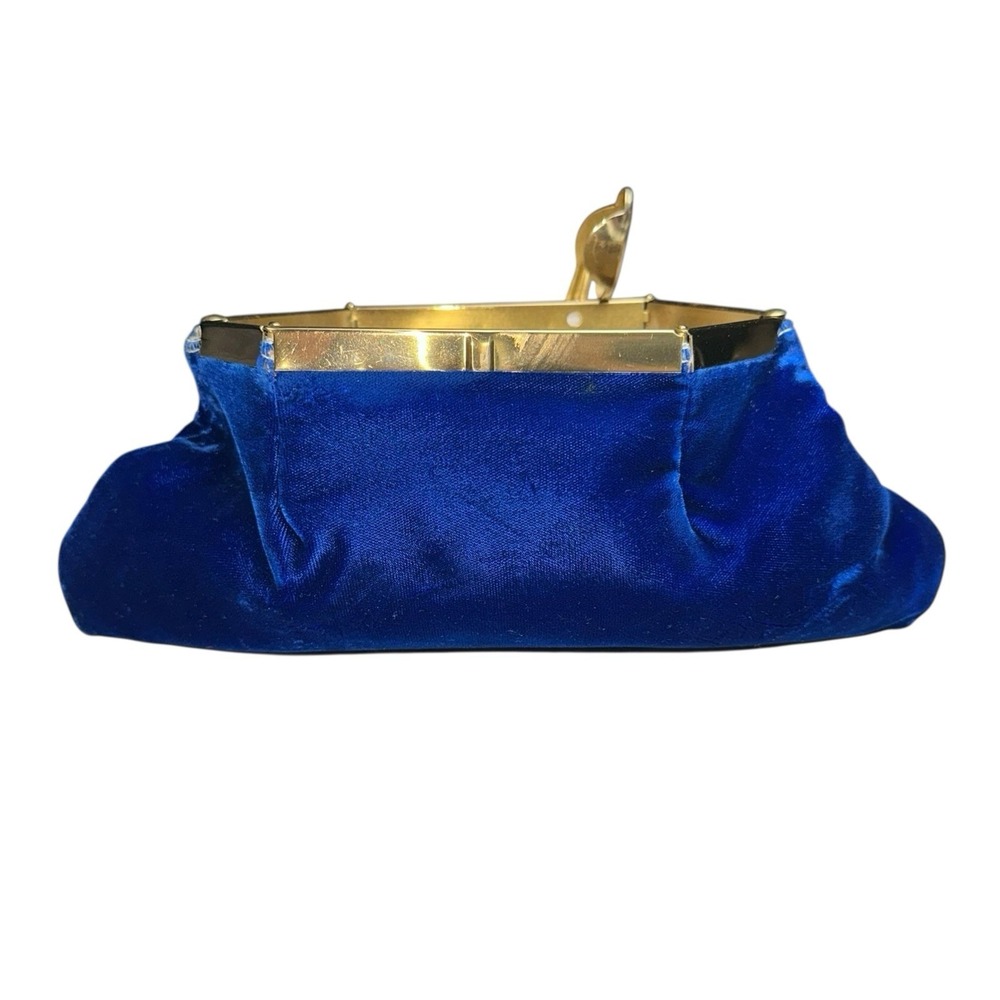 Vintage INGBER Royal Blue Velvet Clutch Purse - Picture 5 of 7